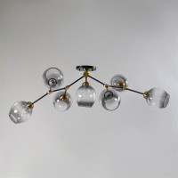 Люстра молекула Е 27 стеклянный плафон 7шт черный корпус